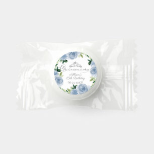 Quinceanera Silver Tiara Light Blue Floral Life Saver® Mints