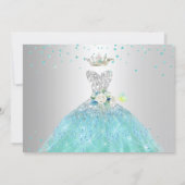 Quinceanera Silver Turquoise Quinceanera Dress Invitation (Back)