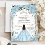 Quinceañera Sky Blue Floral Gown Princess Silver Invitation<br><div class="desc">Personalize this lovely invitation with your own wording easily and quickly. Simply click the Edit Using Design Tools button to further edit the text, wording, font style, font size, font color, add more text, move or remove some images. The quince girl, butterflies and crown are movable, resizable, multipliable and removable....</div>