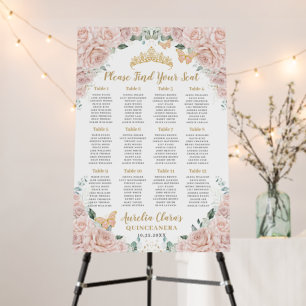 Quinceanera Soft Blush Pink Floral Seating Chart Foam Board