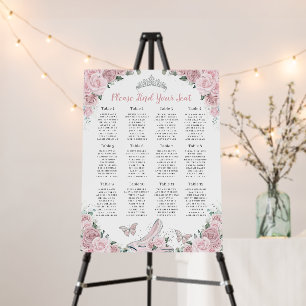 Quinceañera Soft Pink Floral Cinderella Seating Foam Board
