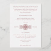 Quinceañera Spanish Fancy Rose Gold Arch Photo Foil Invitation (Back)