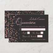 Quinceanera Spanish Response Card, Rose Gold RSVP Invitation (Front/Back)