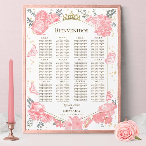 Quinceanera spanish Seating Chart Sign Butterflys 