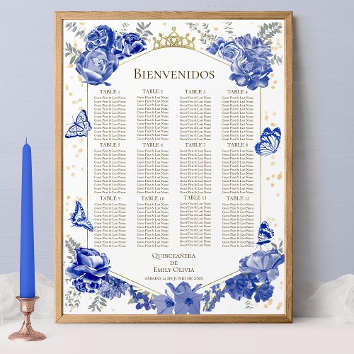 Quinceanera spanish Seating Chart Sign Butterflys 