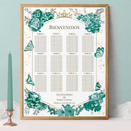 Quinceanera spanish Seating Chart Sign Butterflys