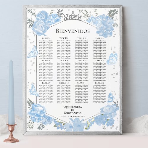 Quinceanera spanish Seating Chart Sign Butterflys