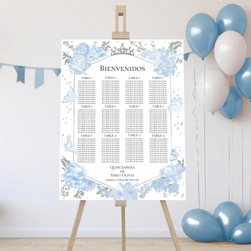 Quinceanera spanish Seating Chart Sign Butterflys