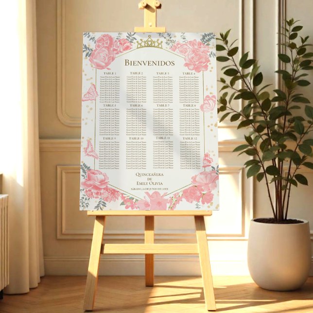 Quinceanera spanish Seating Chart Sign Butterflys  (Creator Uploaded)