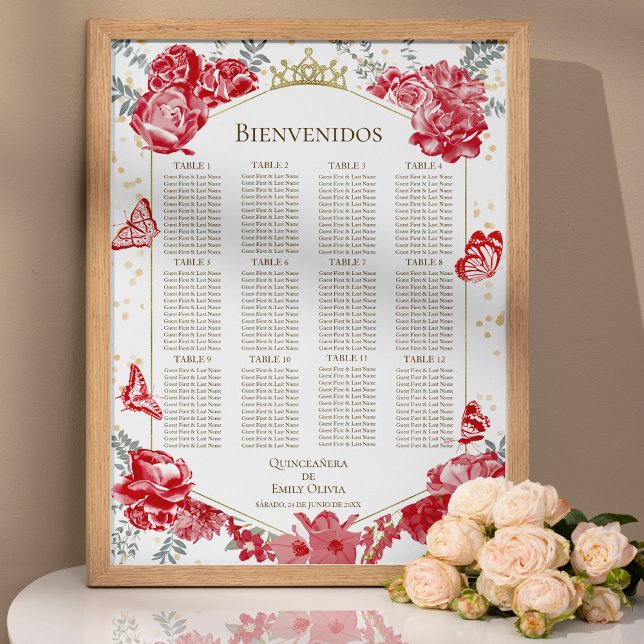 Quinceanera spanish Seating Chart Sign Butterflys (Creator Uploaded)