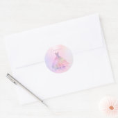Quinceañera , Sparkle Gown, Cotton Candy Classic Round Sticker (Envelope)