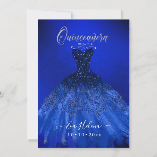 Quinceaera Sparkle Gown Electric Blue Invitation