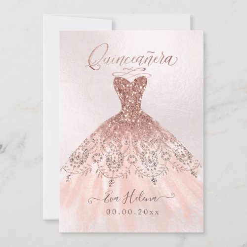 Quinceaera Sparkle Gown Faux Rose Gold cards