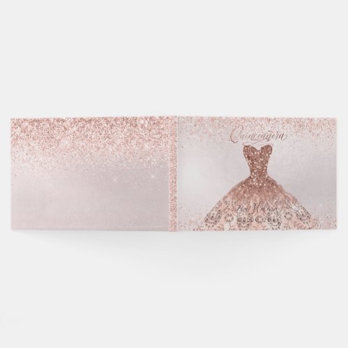 Quinceaera Sparkle Gown Rose Gold Guest Book