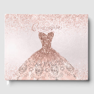 Quinceañera, Sparkle Gown, Rose Gold Guest Book