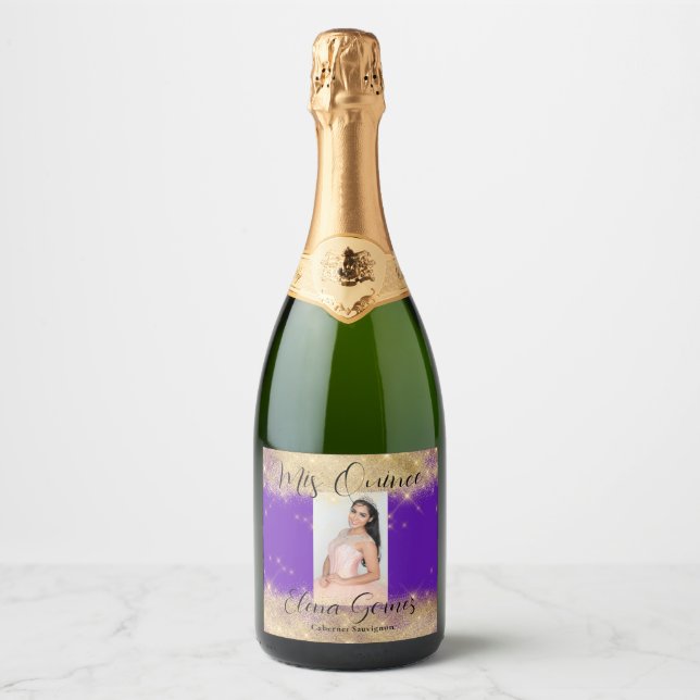 Quinceañera Sparkling Wine Favor Label Personalize (Front)