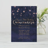 Quinceañera Starry Night Purple & Gold Whimsical Invitation (Standing Front)