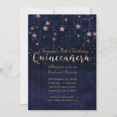 Quinceañera Starry Night Purple & Gold Whimsical Invitation (Front)