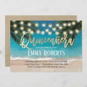 Quinceanera String Lights Tropical Beach Birthday Invitation (Front/Back)