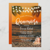 Quinceanera Summer Sunset Beach Glow Mason Jar Invitation (Front/Back)