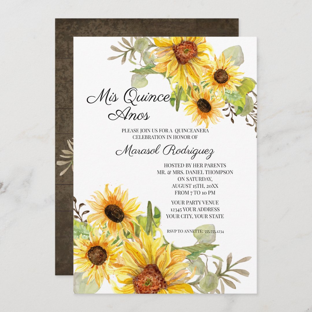 Quinceanera Sunflower Fall Floral Birthday Party Invitation | Zazzle