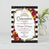 Quinceanera - Sunflowers Roses Invitation (Standing Front)