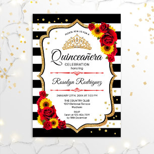 Quinceanera - Sunflowers Roses Invitation