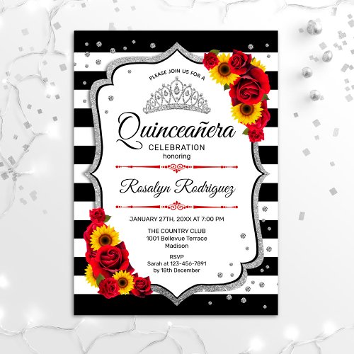 Quinceanera _ Sunflowers Roses Invitation