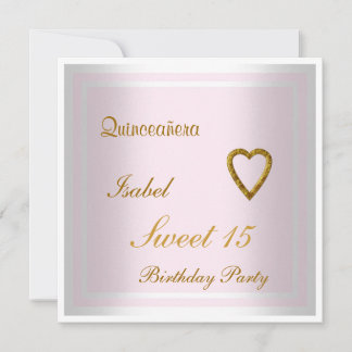 Quinceanera Sweet 15 Birthday Invitation Pink
