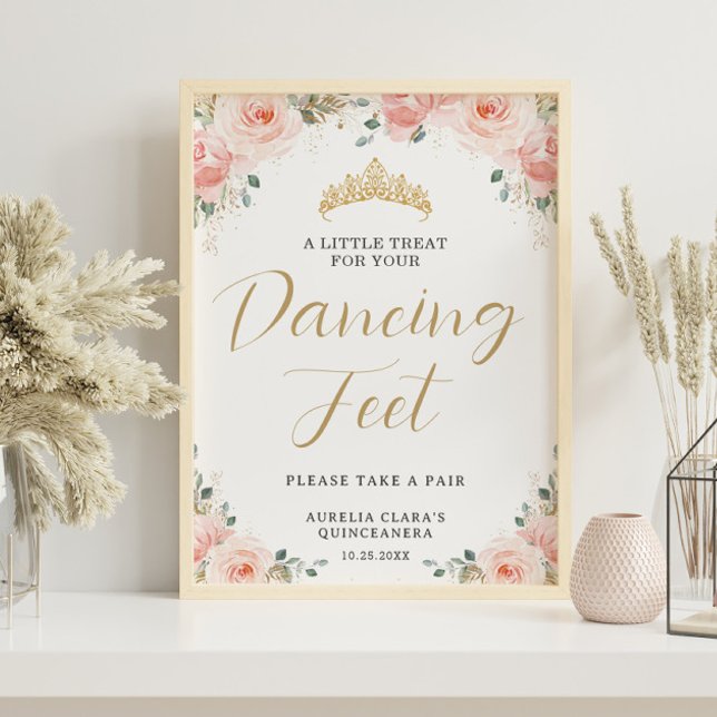 Quinceañera Sweet 16 Blush Pink Floral Treat Favor Poster (Creator Uploaded)