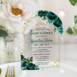 Quinceañera Sweet 16 Emerald Green Floral Gold  Acrylic Invitations<br><div class="desc">Add a touch of elegance to your special occasion with our luxurious emerald green roses floral arch acrylic invitations, featuring a gold princess crown, a delicate butterfly, a gold arch frame, and refined gold accents. Ideal for quinceañeras, Sweet 16s, 18th birthdays, debutante balls, and other milestone celebrations, these invitations set...</div>