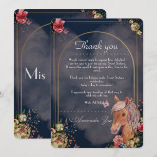 Quinceañera/Sweet 16 Horse design Thank you Note Invitation