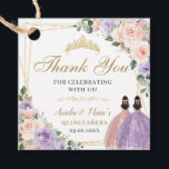 Quinceañera Sweet 16 Lilac Blush Floral Twin Girls Favor Tags<br><div class="desc">(c) The Happy Cat Studio</div>