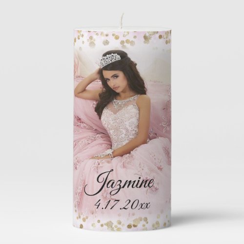 Quinceaera Sweet 16 Table Decoration Photo Pillar Candle
