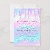 Quinceanera Sweet 16th Blue Pink Holographic Dress Invitation (Front)