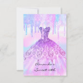 Quinceanera Sweet 16th Purple Holographic Dress Invitation (Back)