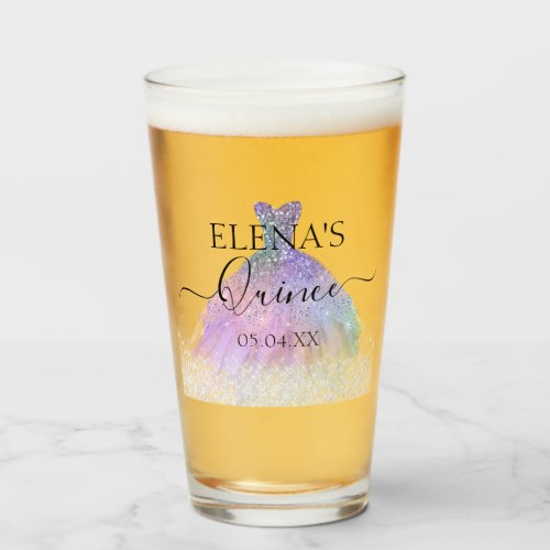 Quinceaera Tall Glass Party Favor Personalized 