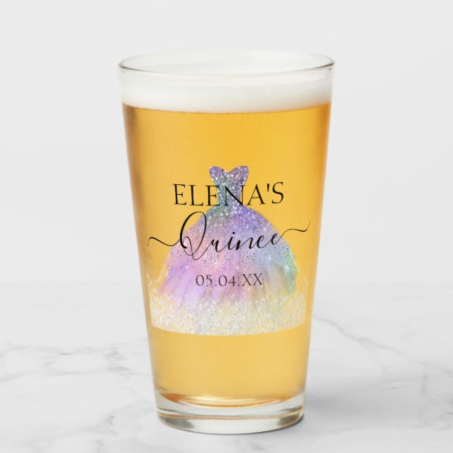 Quinceañera Tall Glass Party Favor Personalized  (Front Filled)