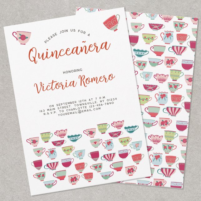 Quinceañera Tea Cup Party Invitation (Creator Uploaded)