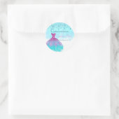 quinceanera teal 15th birthday favor classic round sticker (Bag)