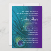 Quinceanera Teal and Purple Peacock Invitation (Front)