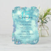 Quinceanera Teal Blue Ocean Sky Birthday Party Invitation (Standing Front)