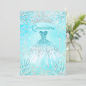 Quinceanera Teal Blue Tiara Dress winter Birthday Invitation (Standing Front)