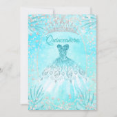 Quinceanera Teal Blue Tiara Dress winter Birthday Invitation (Front)