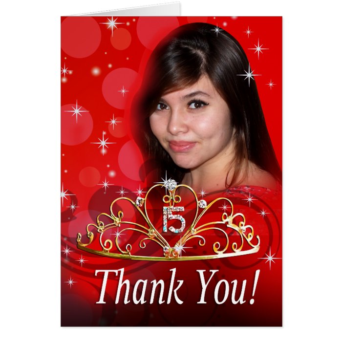 Quinceañera Thank You ask me to add your photo Greeting Cards