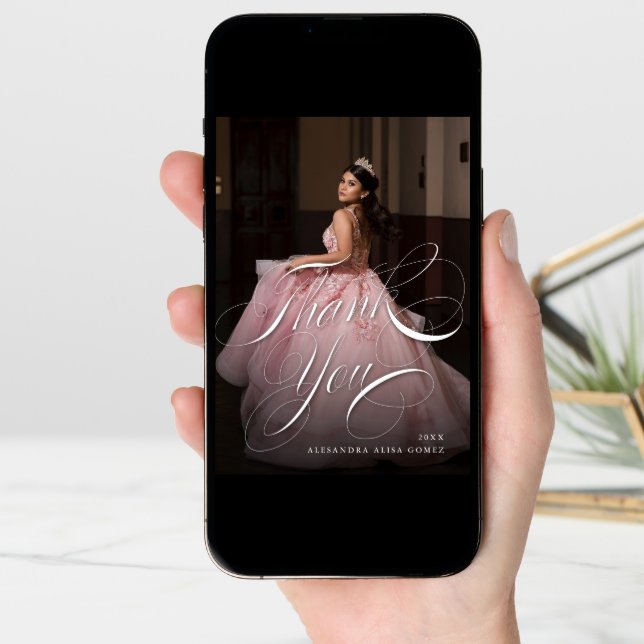 Quinceanera Thank You Photo Card (Front Digital)