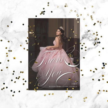 Quinceanera Thank You Photo Card by beckynimoy at Zazzle