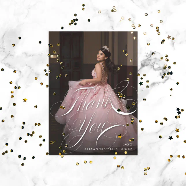 Quinceanera Thank You Photo Card Zazzle