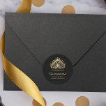 Quinceañera Tiara Crown RSVP Envelope Seal<br><div class="desc">For the young lady who is celebrating her Quinceañera. These black and gold, Princess tiara crown, Quinceañera RSVP reminder envelope seal stickers are glam, elegant and chic. These Quinceañera stickers can be personalized with the inclusion of the Quinceañera's monogram initials which will appear within the gold effect (not real gold)...</div>