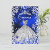 Quinceanera Tiara Dress blue winter Snowflake Invitation (Standing Front)